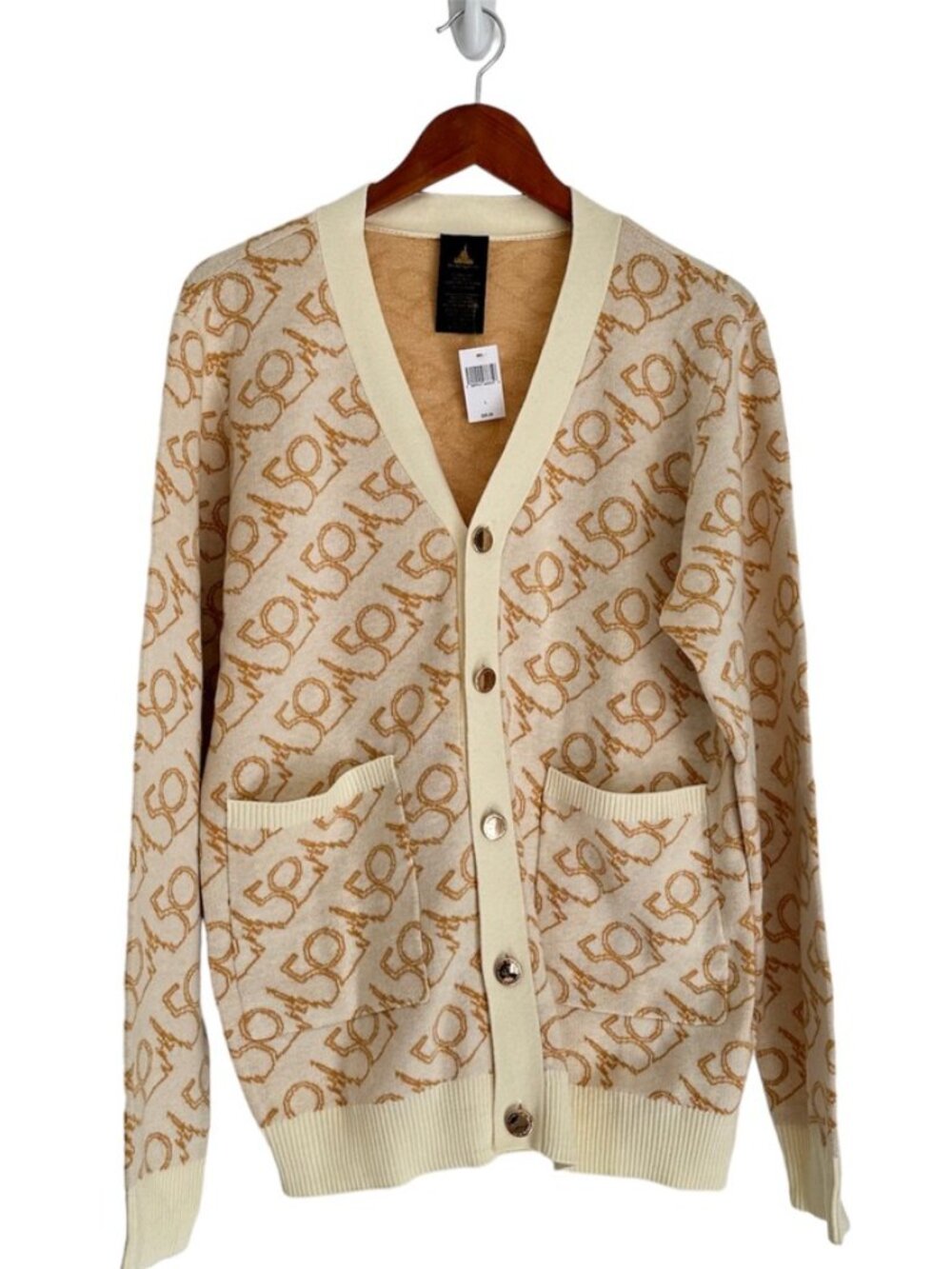 Disney Lux WDW 50th Anniversary Beige Gold Cardigan Size L
